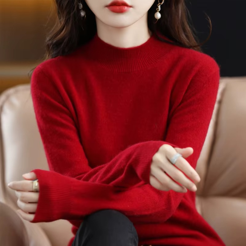 Pull Femme Basique d’Hiver à Col Roulé
