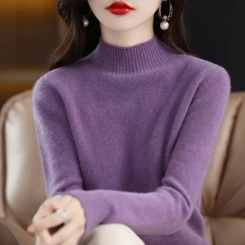 Pull Femme Basique d’Hiver à Col Roulé