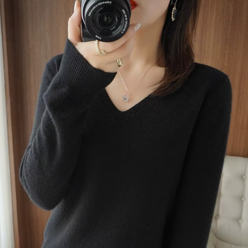 Pull Femme Basique d’Hiver à Col en V