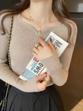 Pull Femme Basique en Maille à Col en V