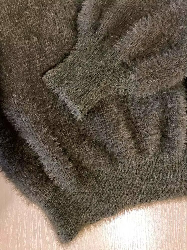 Pull Femme Doublé en Peluche à Col Roulé