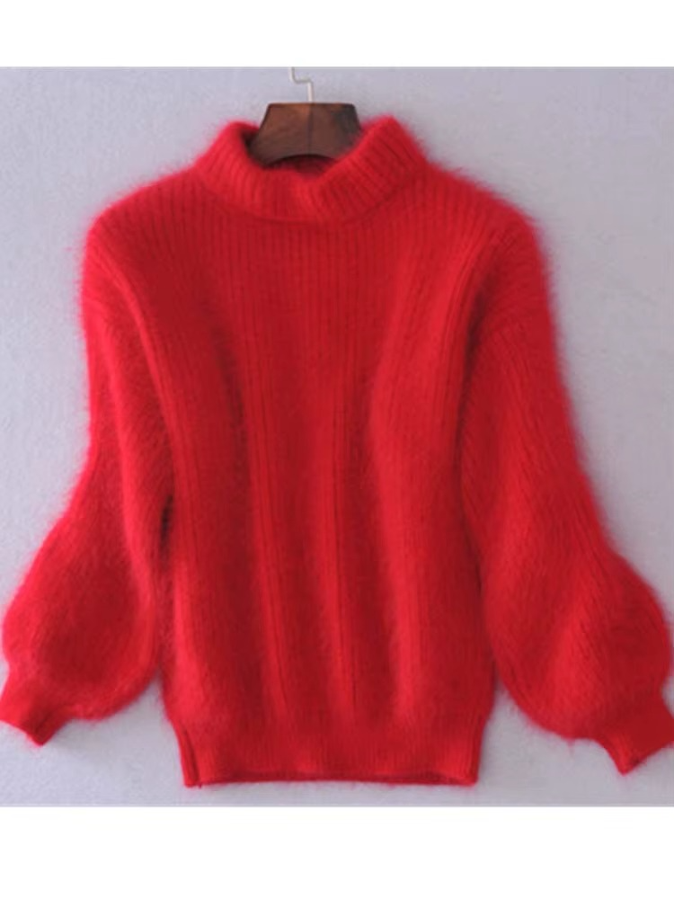 Pull Femme Doublé en Peluche à Col Roulé