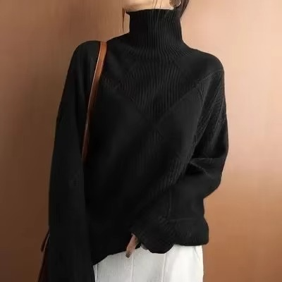 Pull Femme en Laine à Col Roulé