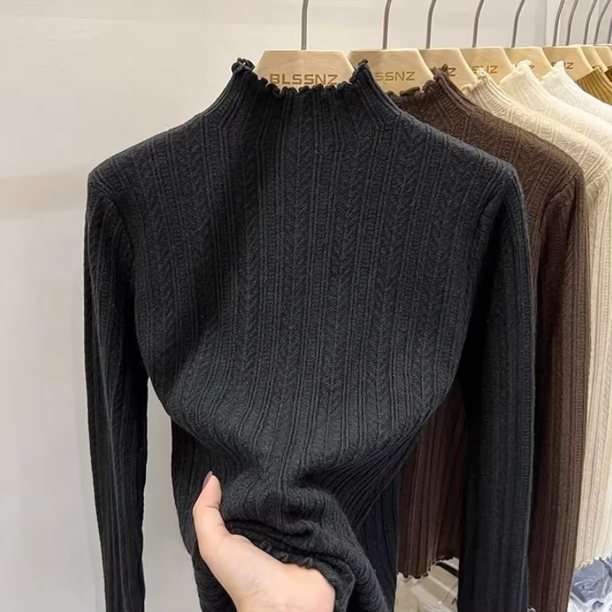 Pull Femme en Maille avec Volants