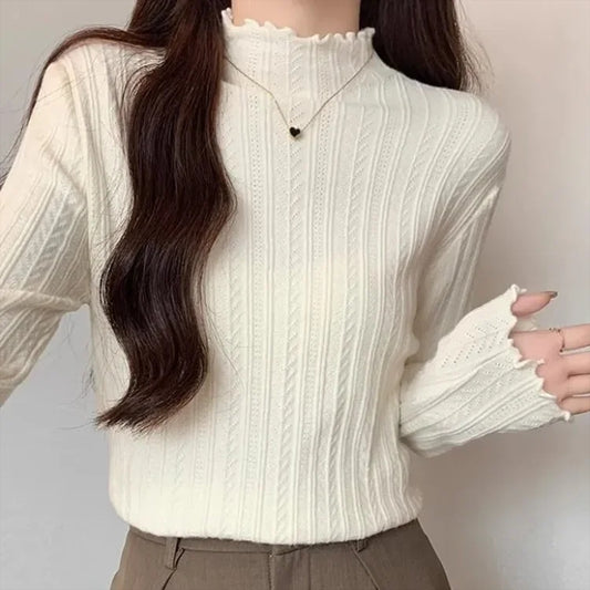 Pull Femme en Maille avec Volants