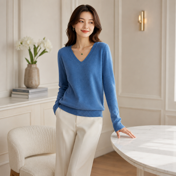 Women's Basic Winter V-Neck Sweater