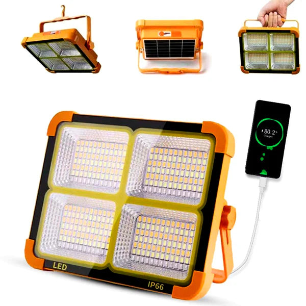 Projecteur LED Solaire Étanche avec Batterie Externe Intégrée