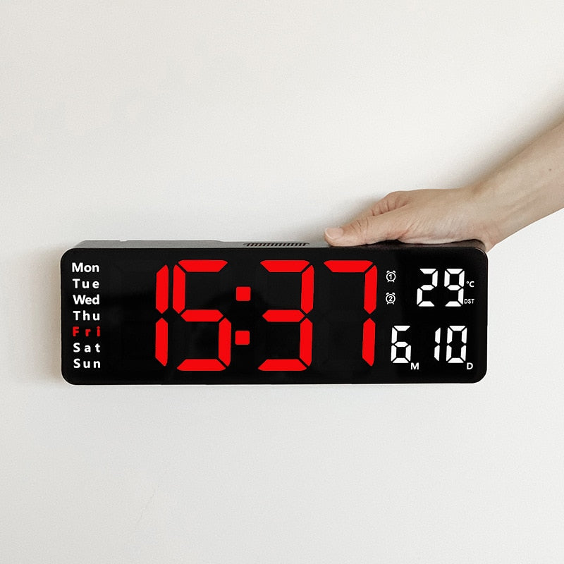 Horloge Numérique Murale avec Télécommande et Alarme