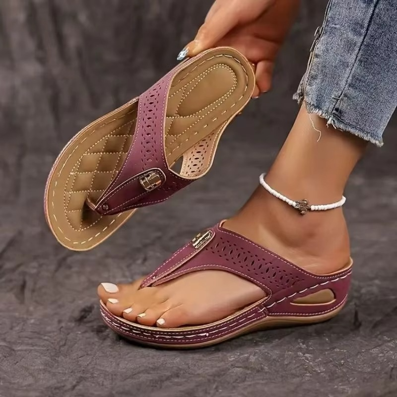 Sandales anatomiques femme à semelle compensée antidérapantes