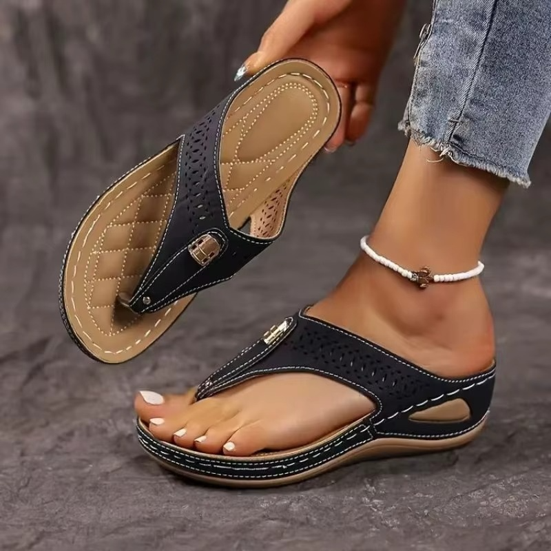 Sandales anatomiques femme à semelle compensée antidérapantes