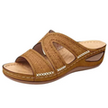 Sandales anatomiques femme à semelle compensée brodées en cuir