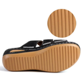 Sandales anatomiques femme à semelle compensée brodées en cuir