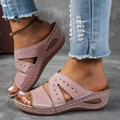 Sandales anatomiques femme à semelle compensée brodées en cuir