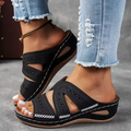 Sandales anatomiques femme à semelle compensée brodées en cuir