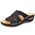 Sandales anatomiques femme à semelle compensée brodées en cuir
