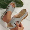 Sandales Anatomiques Femme à Semelle Compensée en Cuir