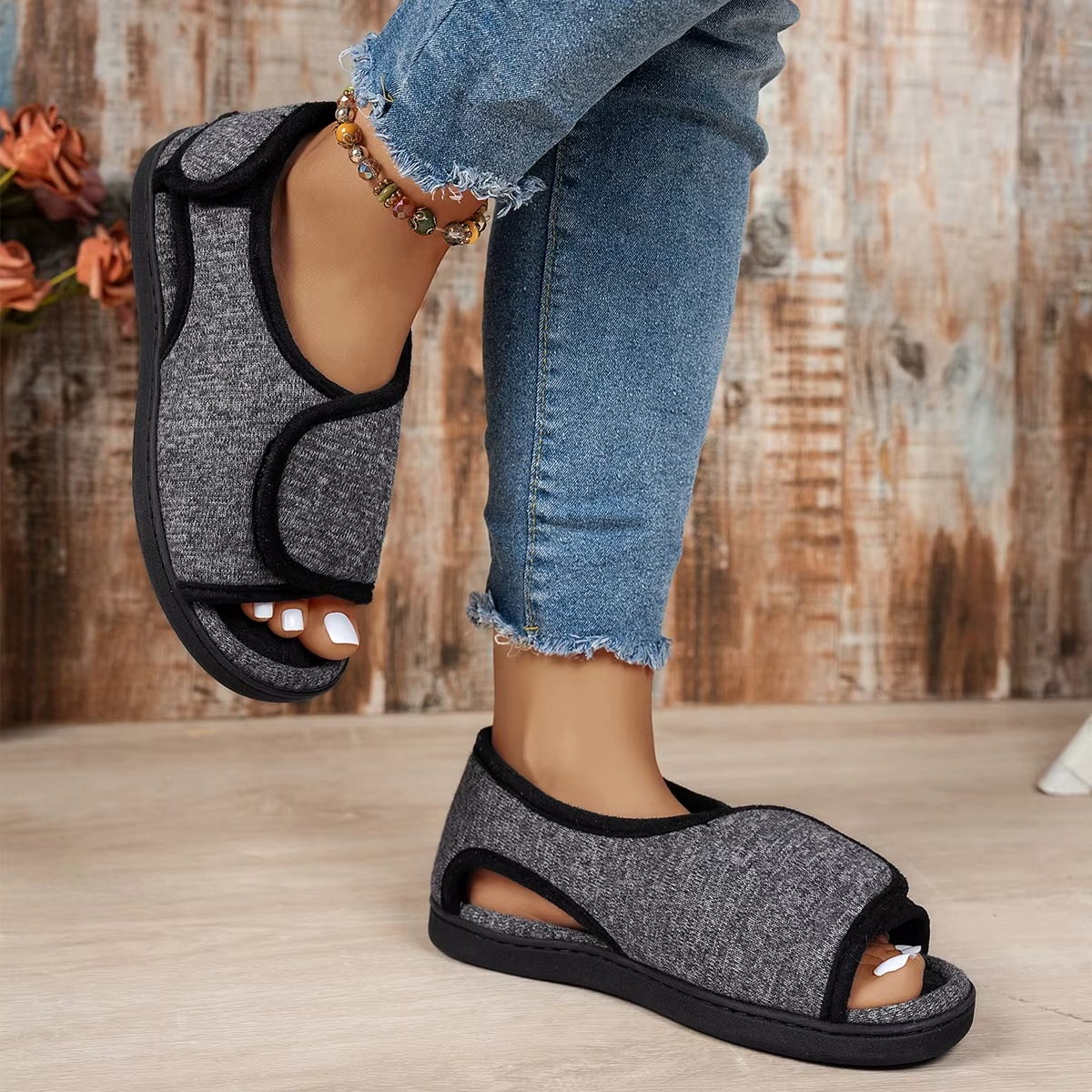 Sandales unisexes ajustables pour arthrite, œdème et pieds gonflés