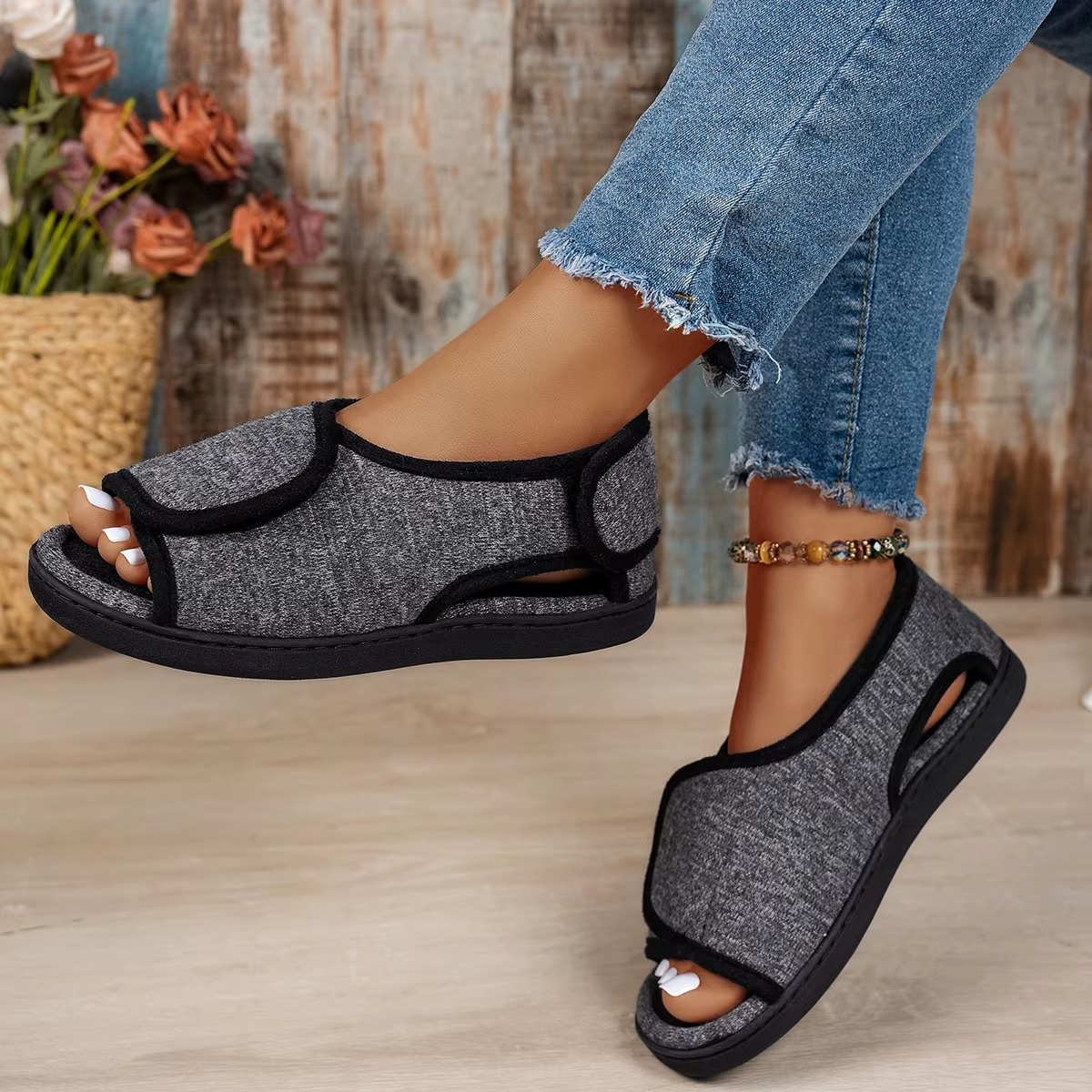 Sandales unisexes ajustables pour arthrite, œdème et pieds gonflés