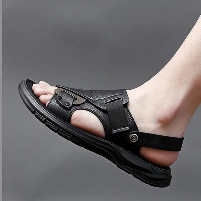 Sandale Homme Ergonomique en Cuir à Plateforme - ComfortFlex