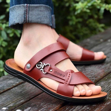 Sandale Homme en Cuir Antidérapante et Respirante
