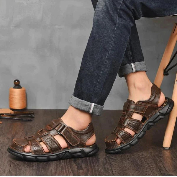 Sandale en Cuir Orthopédique Antidérapante Homme