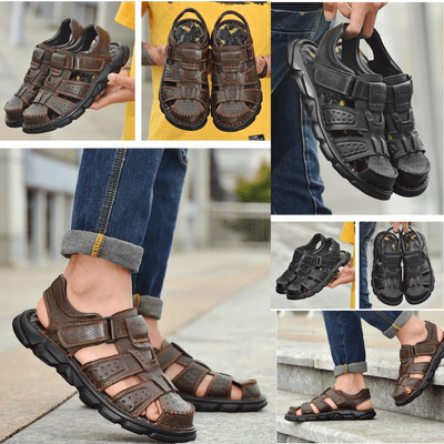 Sandale en Cuir Orthopédique Antidérapante Homme