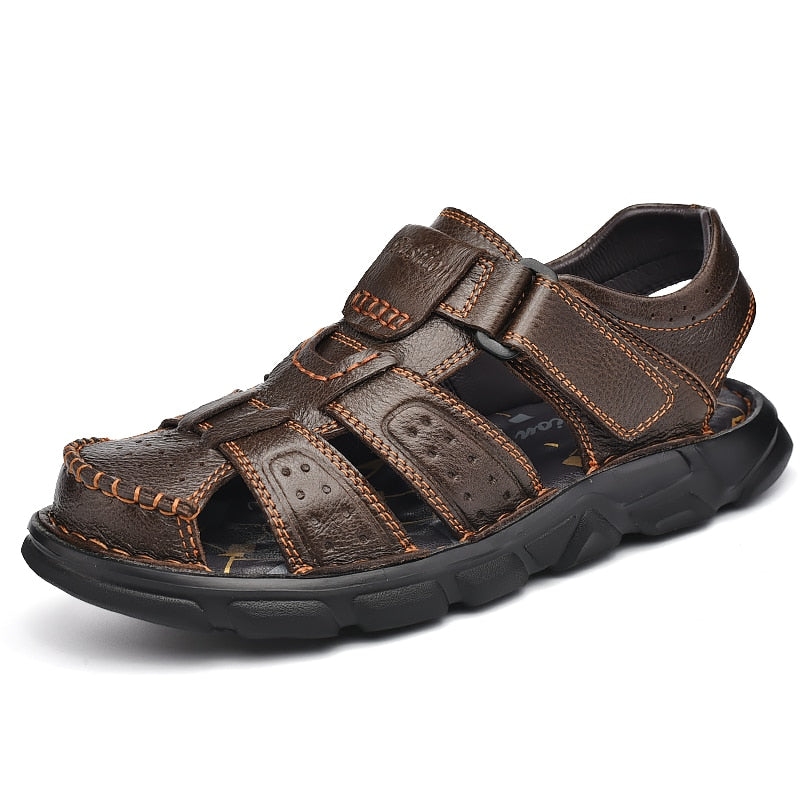 Sandale en Cuir Orthopédique Antidérapante Homme