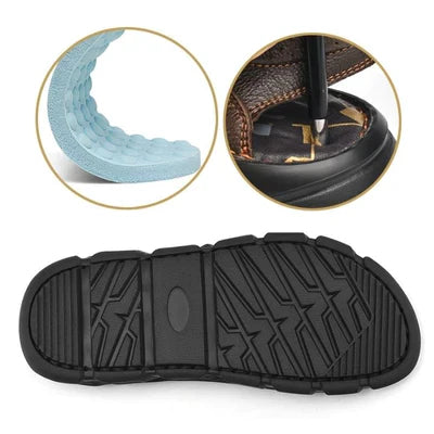 Sandale en Cuir Orthopédique Antidérapante Homme