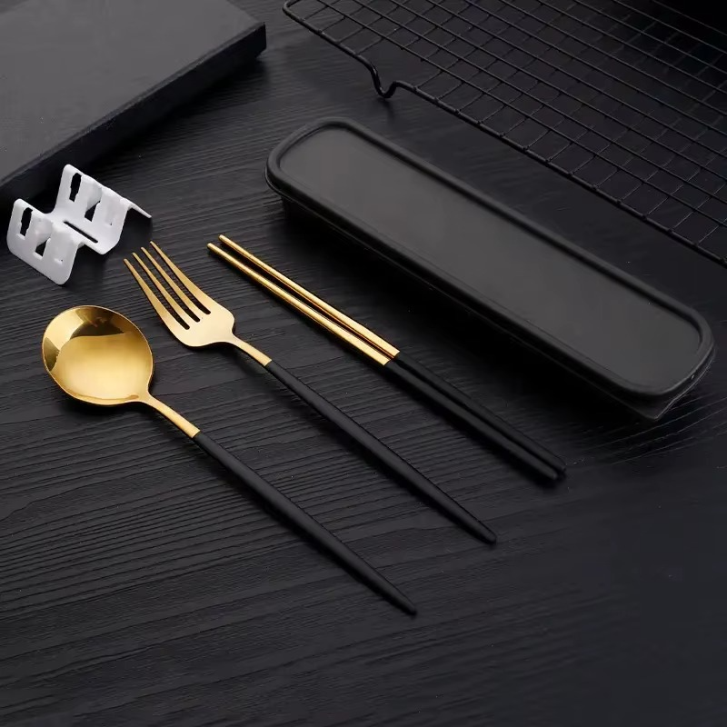 Kit de couverts portable 3 pièces en acier inoxydable