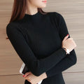 Pull Femme Slim Côtelé à Col Roulé - CozyElegance