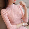 Pull Femme Slim Côtelé à Col Roulé - CozyElegance