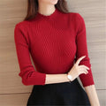 Pull Femme Slim Côtelé à Col Roulé - CozyElegance
