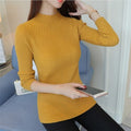 Pull Femme Slim Côtelé à Col Roulé - CozyElegance