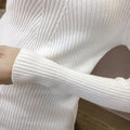 Pull Femme Slim Côtelé à Col Roulé - CozyElegance