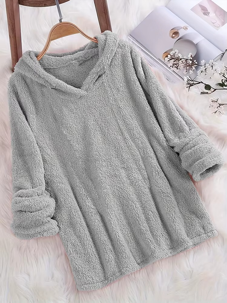 Sweat à Capuche Femme Monochrome en Laine