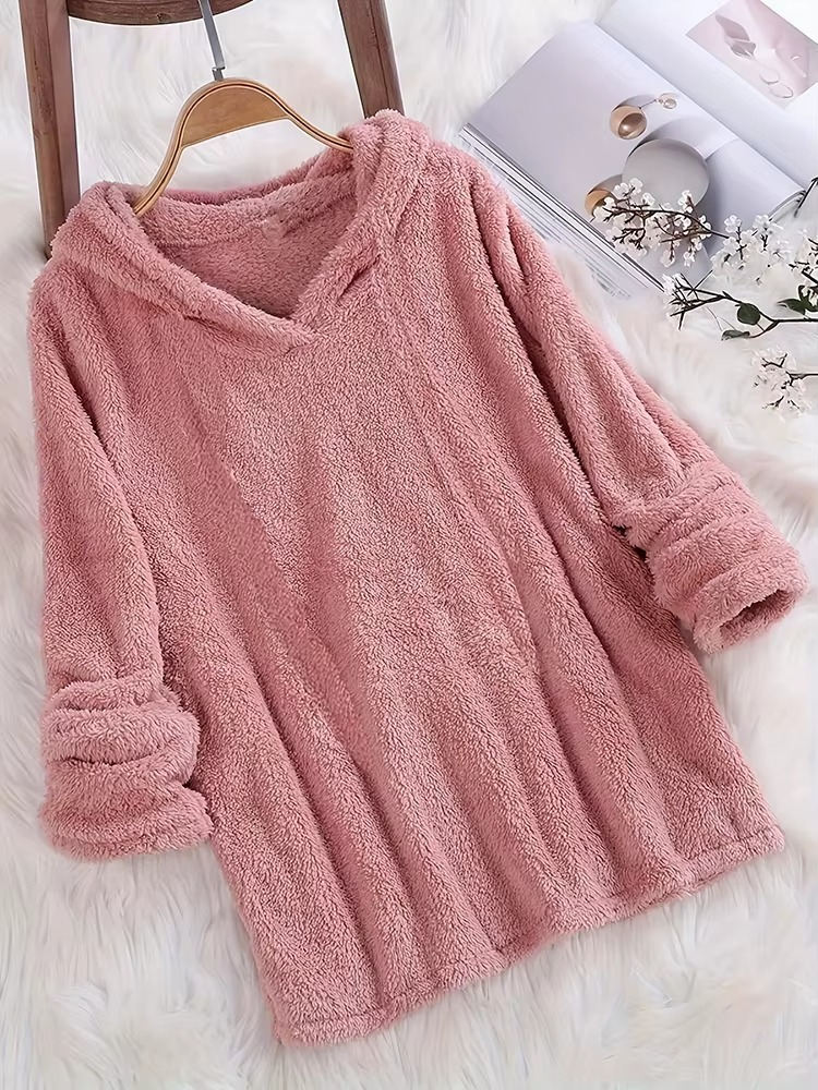 Sweat à Capuche Femme Monochrome en Laine