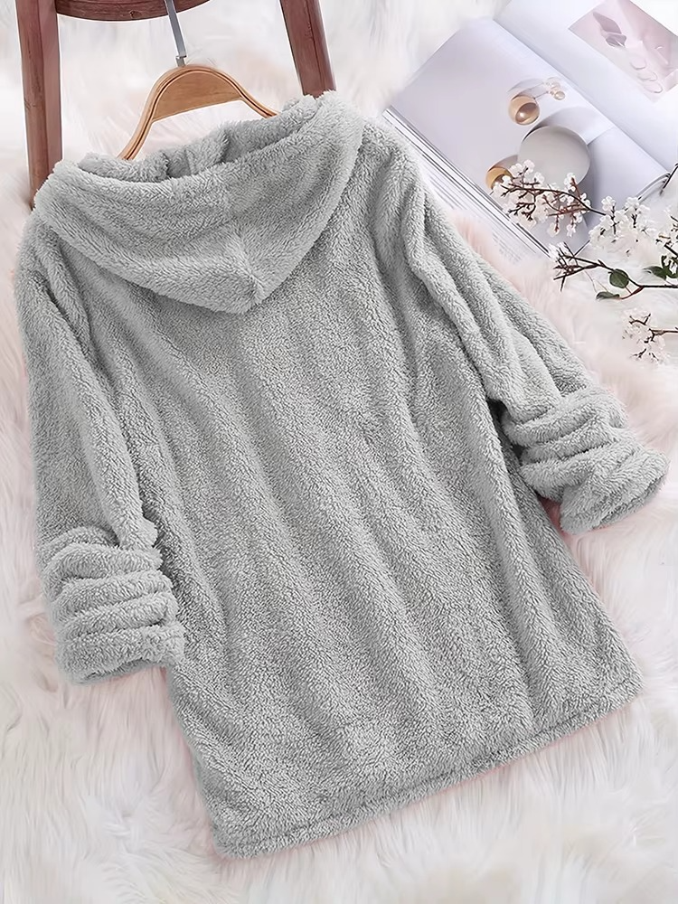 Sweat à Capuche Femme Monochrome en Laine