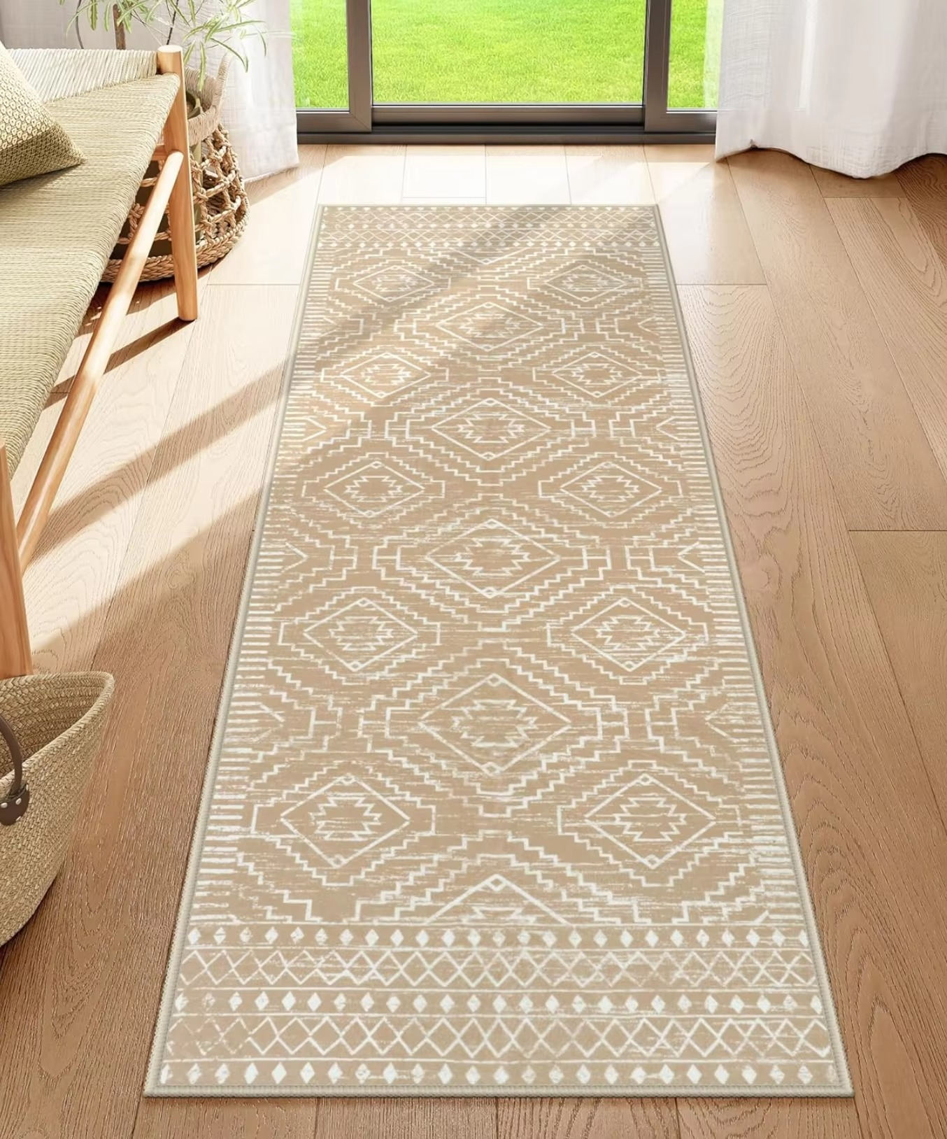 Tapis géométrique motif diamant antidérapant pour couloir