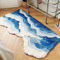 Tapis Vague Bleu Marin décoratif antidérapant