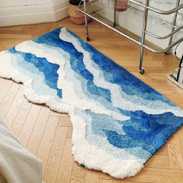 Tapis Vague Bleu Marin décoratif antidérapant