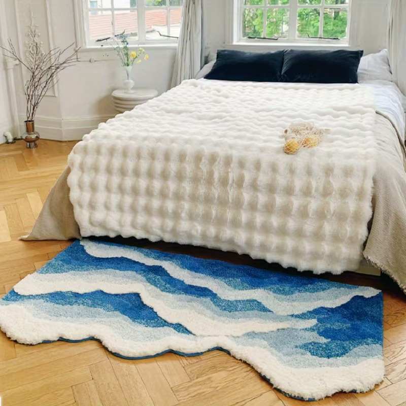 Tapis Vague Bleu Marin décoratif antidérapant