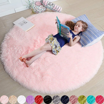 Tapis Rond en Peluche Douce pour Décoration