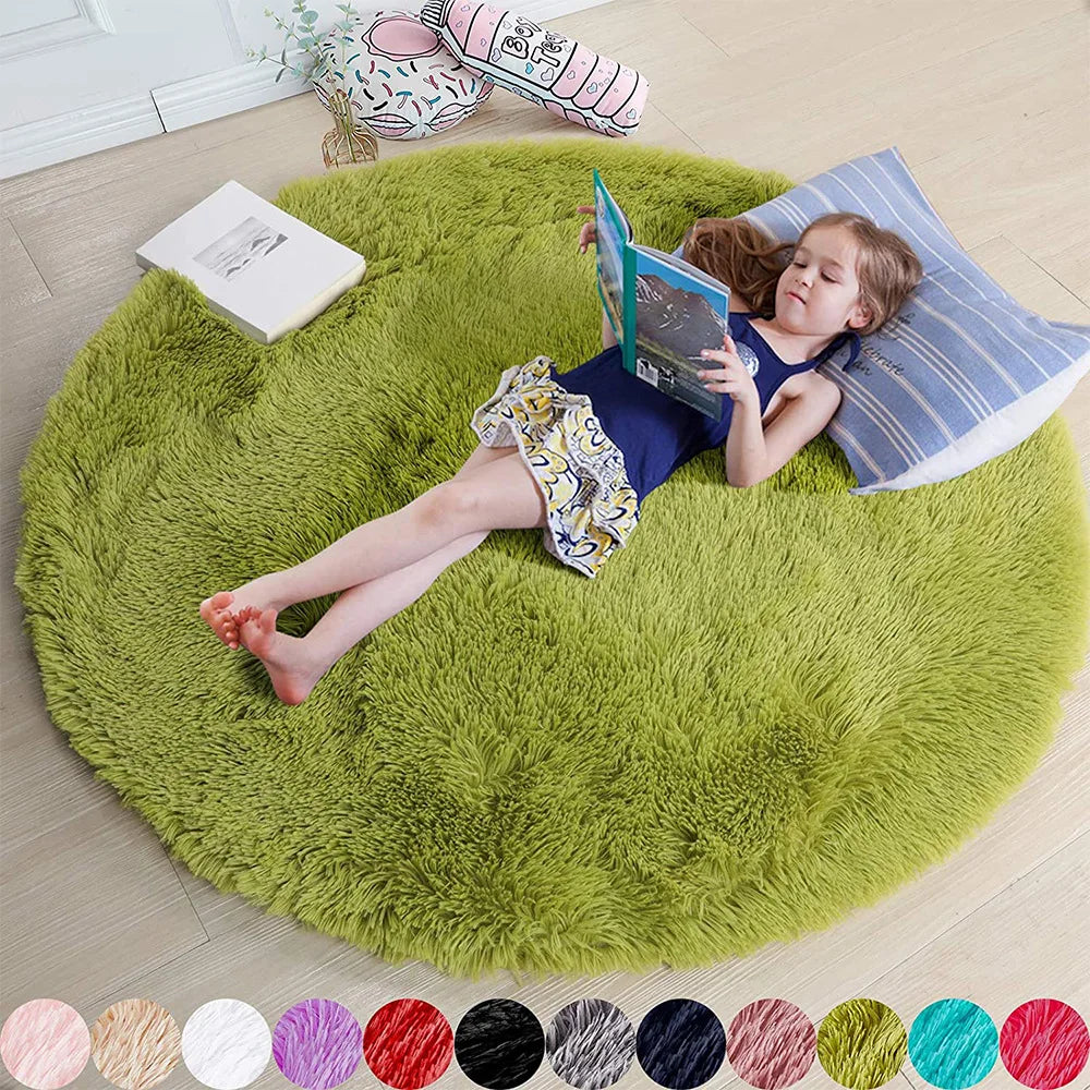Tapis Rond en Peluche Douce pour Décoration