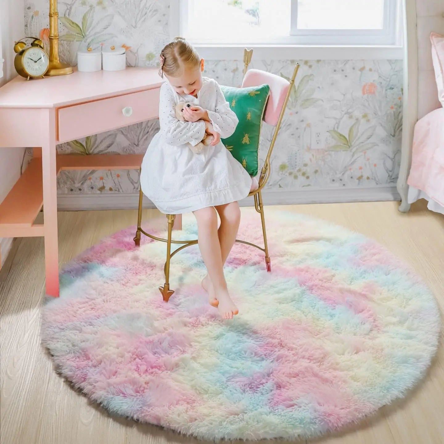 Tapis Rond en Peluche Douce pour Décoration