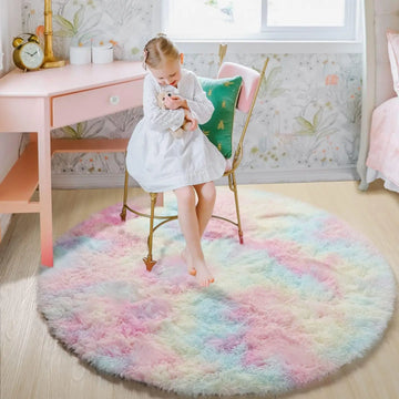 Tapis rond en peluche douce pour décoration