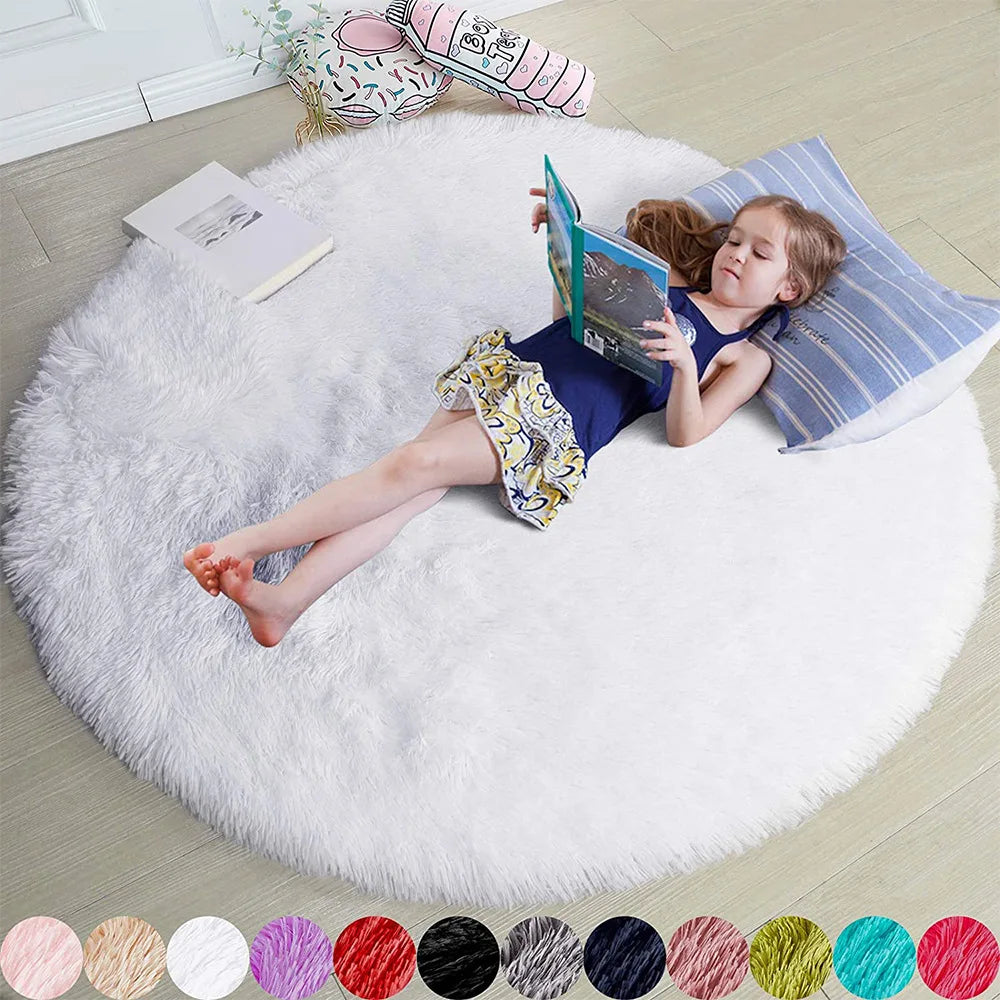 Tapis Rond en Peluche Douce pour Décoration