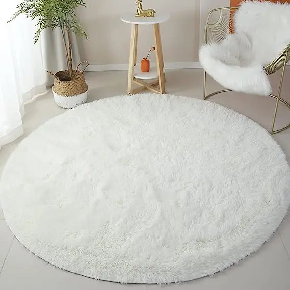 Tapis Rond en Peluche Douce pour Décoration