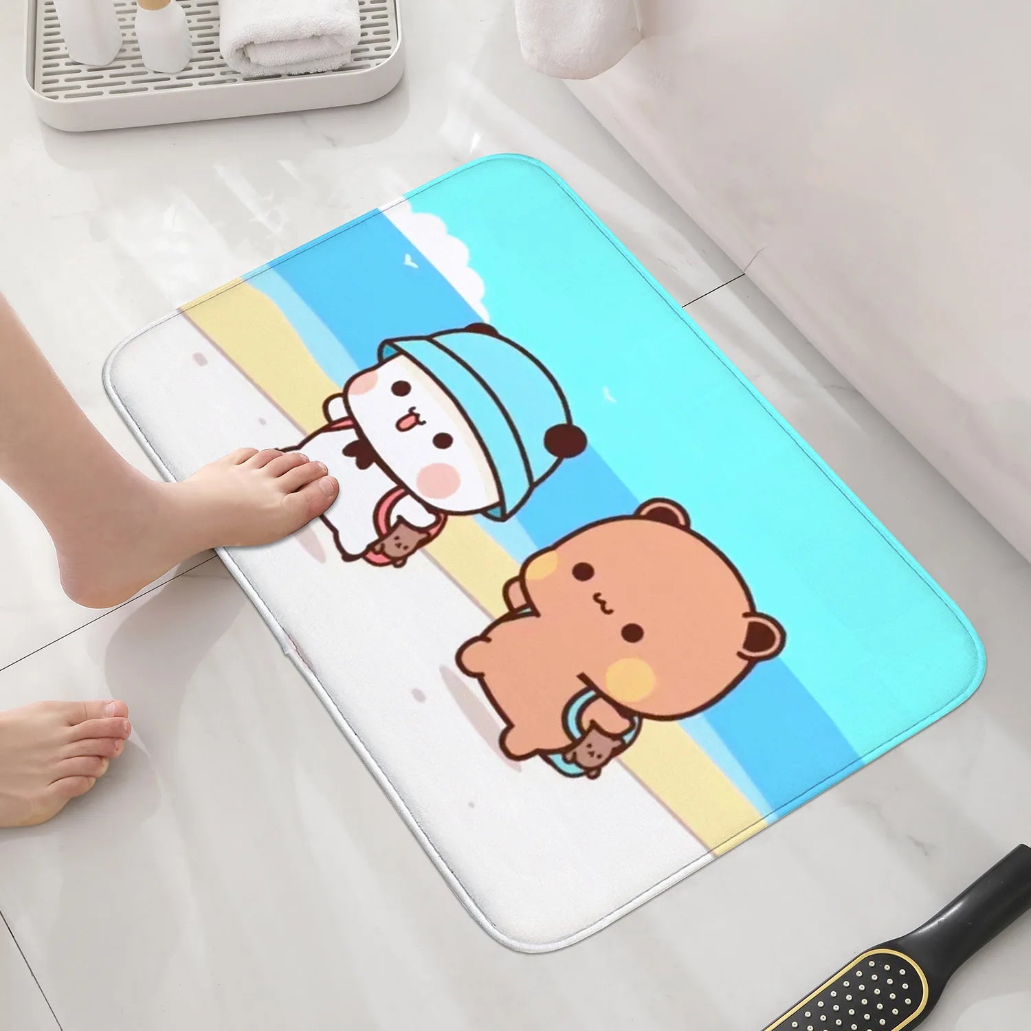 Tapis de Salle de Bain Mignon avec Motif Dessin Animé Antidérapant
