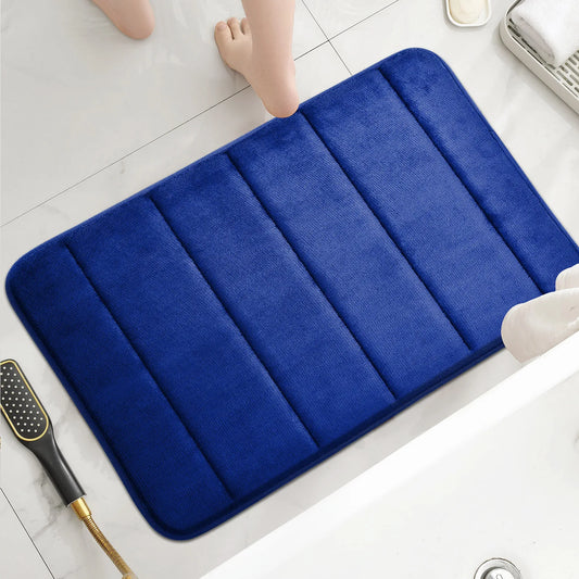Tapis de Salle de Bain en Velours Antidérapant avec Motif Géométrique en Relief