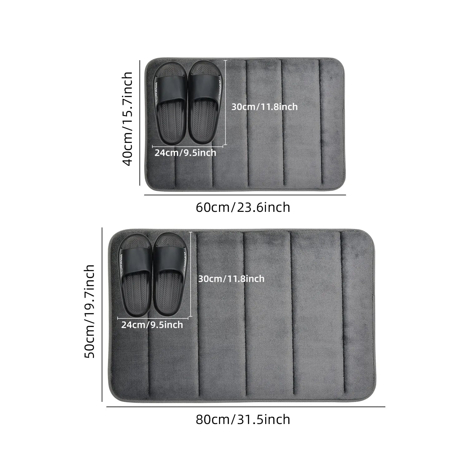 Tapis de Salle de Bain en Velours Antidérapant avec Motif Géométrique en Relief